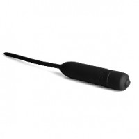 Penis Plug Vibrating, One Speed Silicone 3.9" Black